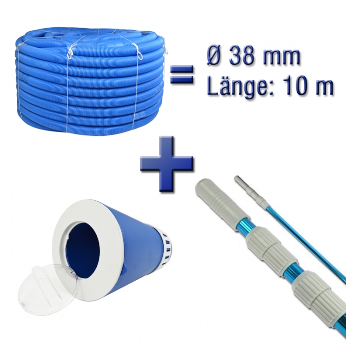 PoolOK Spar-Set #706 mit Teleskopstange, Poolschlauch und Dosierschwimmer